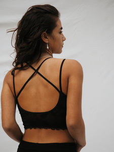 Leaf & Lace Bralette: Black