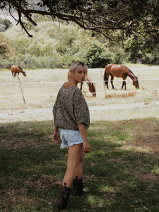 Drawstring Blouse: Indigo Dream