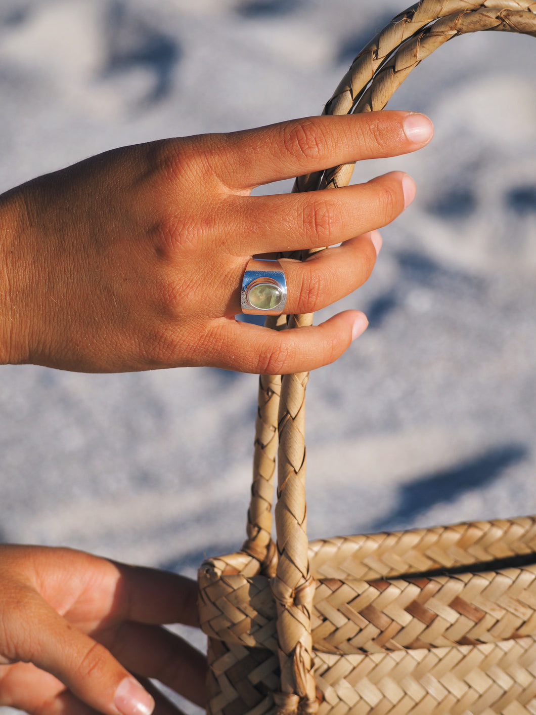 Sterling Silver Prehnite Ring