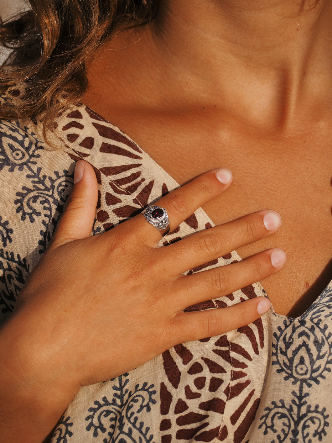 Sterling Silver Garnet Ring