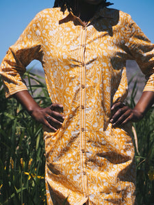 Full Button Kurta: Sunflower