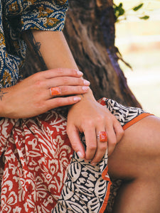 Sterling Silver Coral Ring