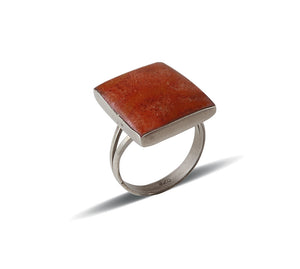 Sterling Silver Coral Ring