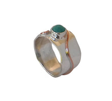 Load image into Gallery viewer, Sterling Silver Turquoise and Copper Detailing Ring
